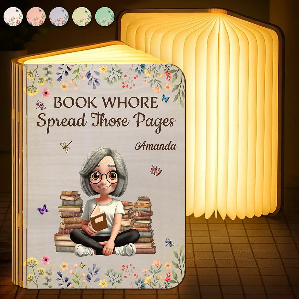 Gift For Yourself, Gift For Women, Gift For Men, Reading, Happy - Book Whore Spread Those Pages - Personalized Book Lamp