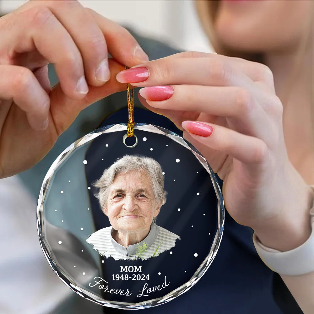 Family, Memorial - Custom Photo Memorial Your Wings Were Ready - Personalized Circle Glass Ornament