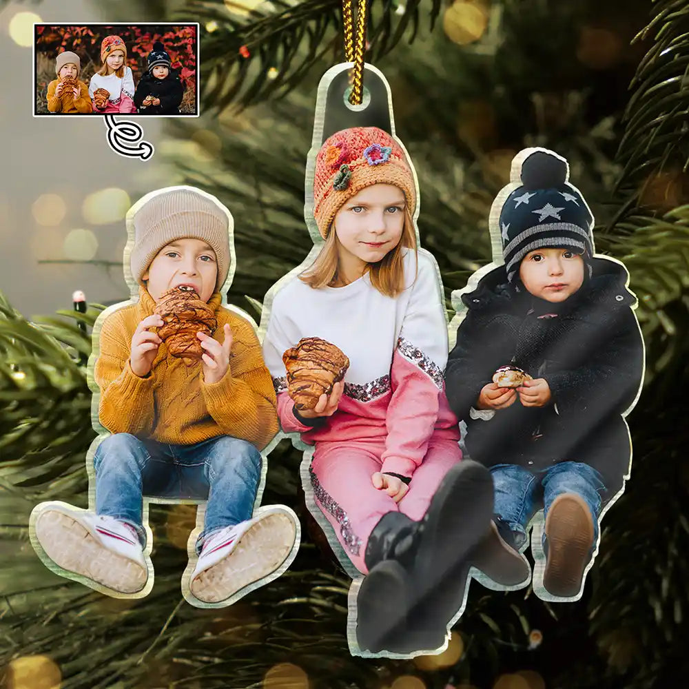 Gift For Kids - Custom Photo Happy Kids - Personalized Cutout Acrylic Ornament