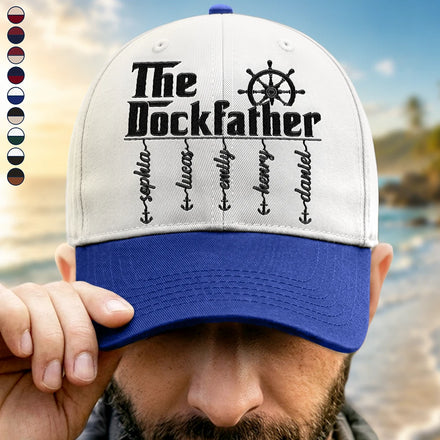 The Dockfather Nautical Dad Custom Kid Name - Personalized Embroidered Two Tone Cap