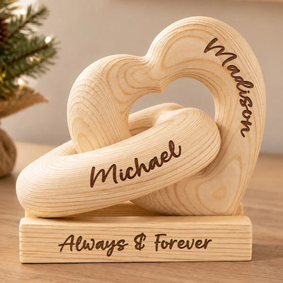 Wooden Infinity Heart Sculpture