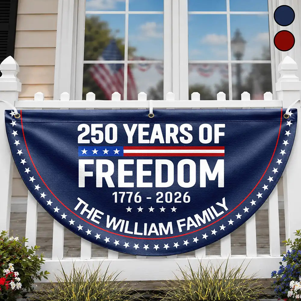 Independence Day,America 250th,Family,Gift For Sibling,Gift For Grandparents,Parents,Gift For Yourself,Proud - 250 Years Of Freedom - Personalized Non-Pleated Fan Flag