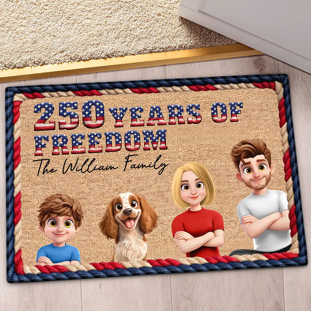 250 Years Of Freedom Family Dog Cat - Personalized Doormat