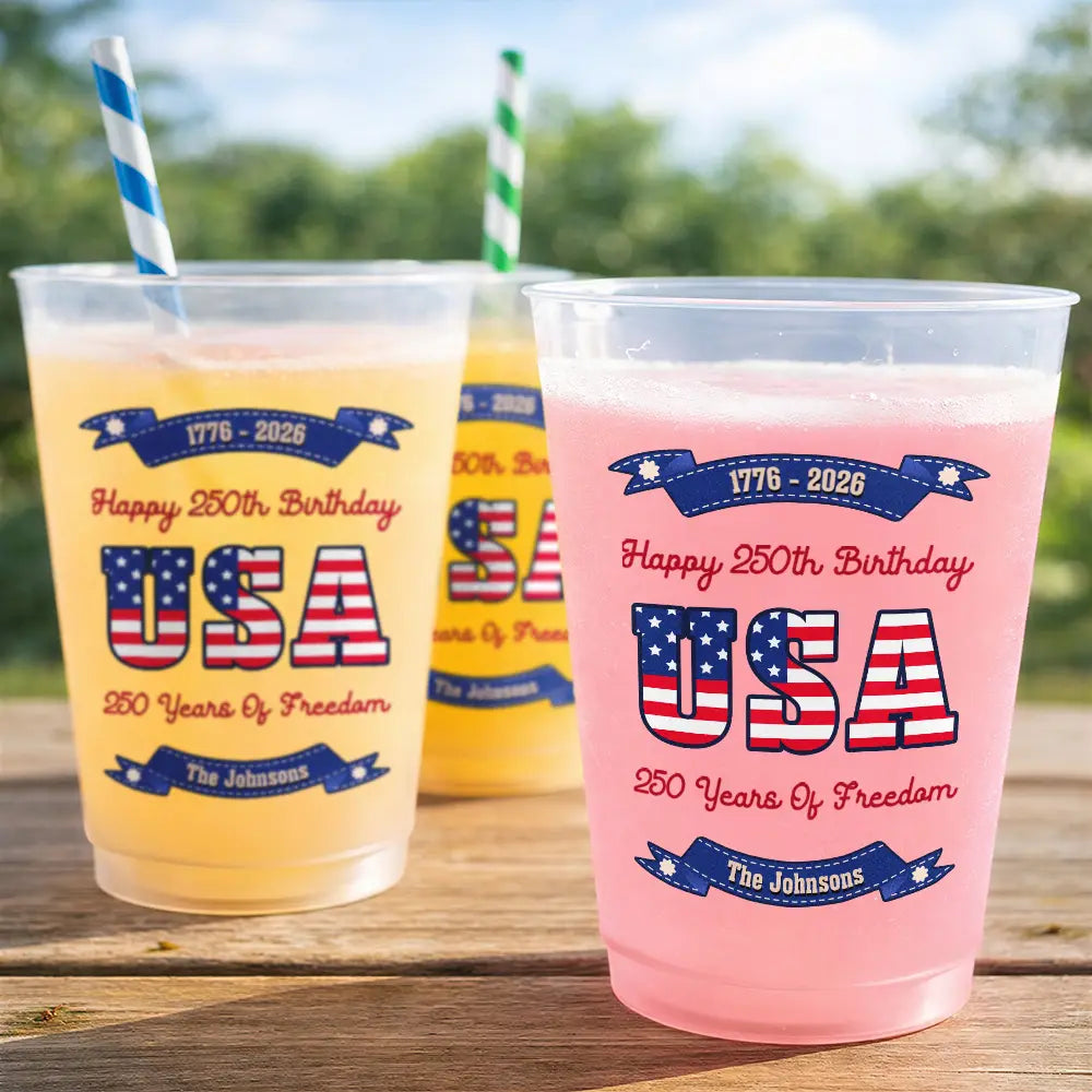 Independence Day,America 250th,Family,Gift For Bestie,Gift For Sibling,Gift For Grandparents,Gift For Yourself,Gift For Women,Gift For Men,Parents,Proud - 250 Years Of Freedom US Independence Day - Personalized Frosted Cups
