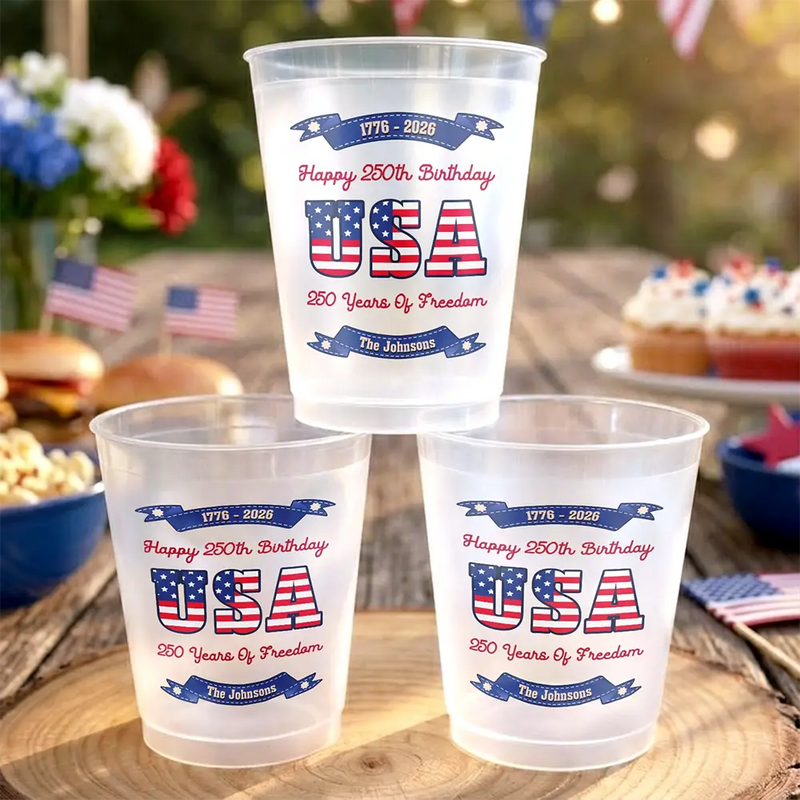 Independence Day,America 250th,Family,Gift For Bestie,Gift For Sibling,Gift For Grandparents,Gift For Yourself,Gift For Women,Gift For Men,Parents,Proud - 250 Years Of Freedom US Independence Day - Personalized Frosted Cups