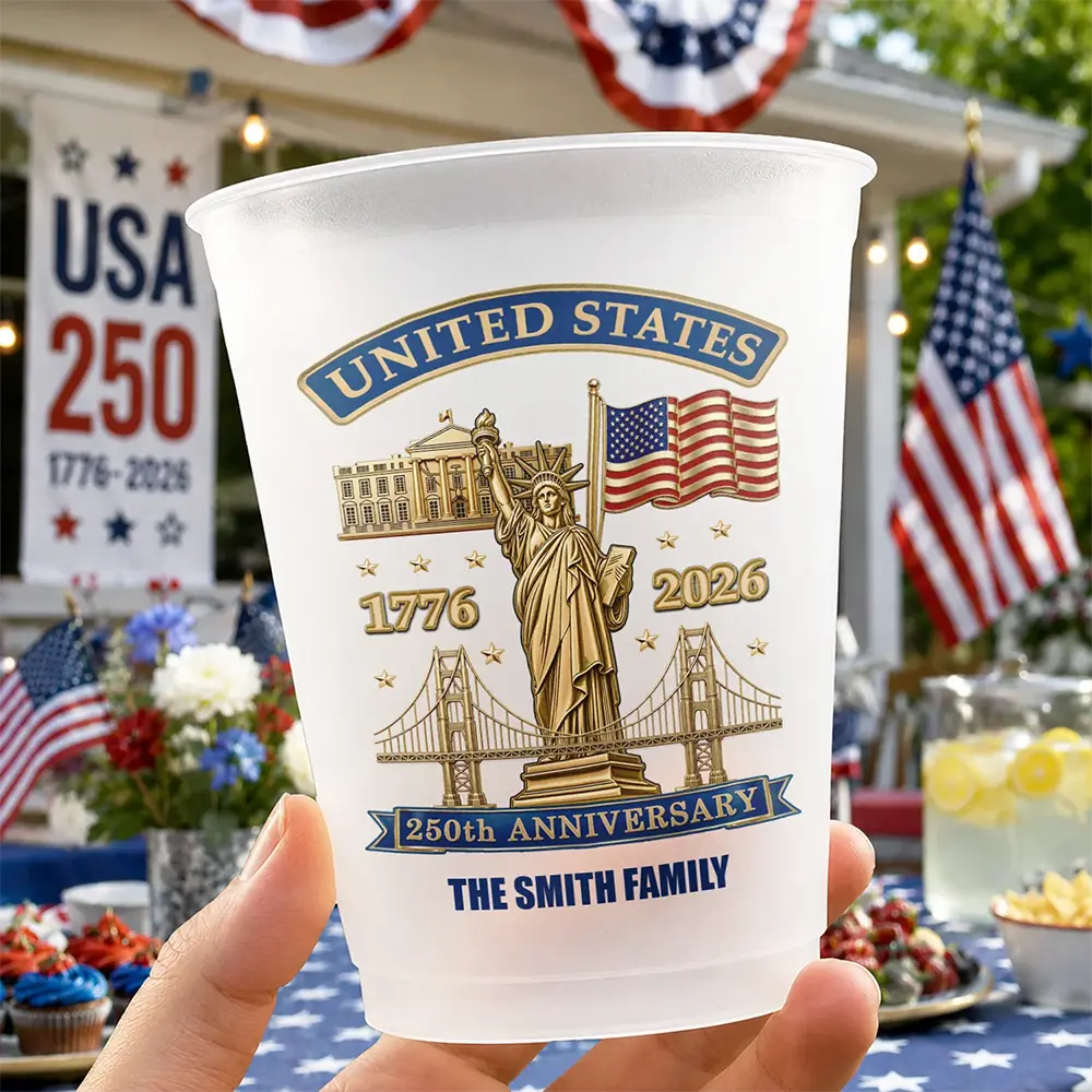 Independence Day,America 250th,Family,Gift For Bestie,Gift For Sibling,Gift For Grandparents,Parents,Top Market,Proud - 250th Anniversary USA - Personalized Frosted Cups