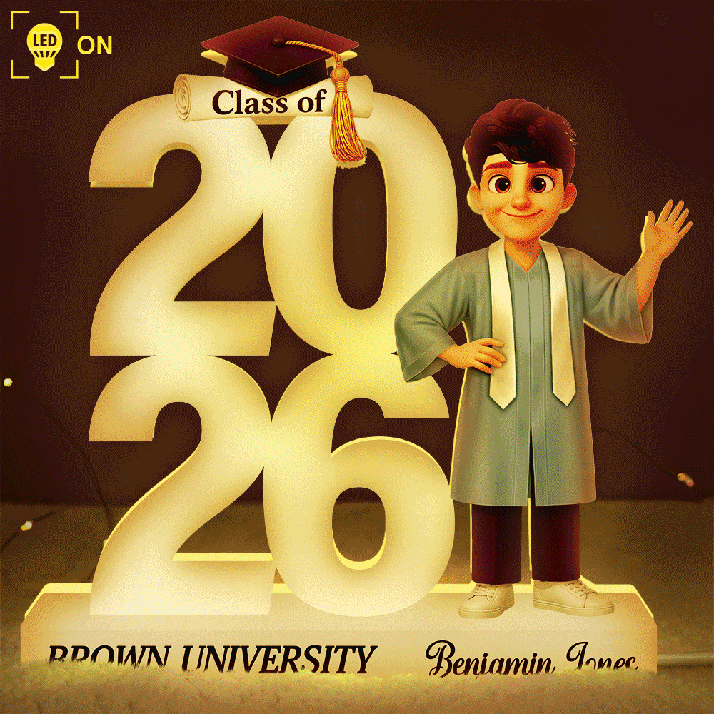 Graduation,Happy,Vector - 3D Effect Graduation Man Woman - Personalized Custom Shaped Light Box