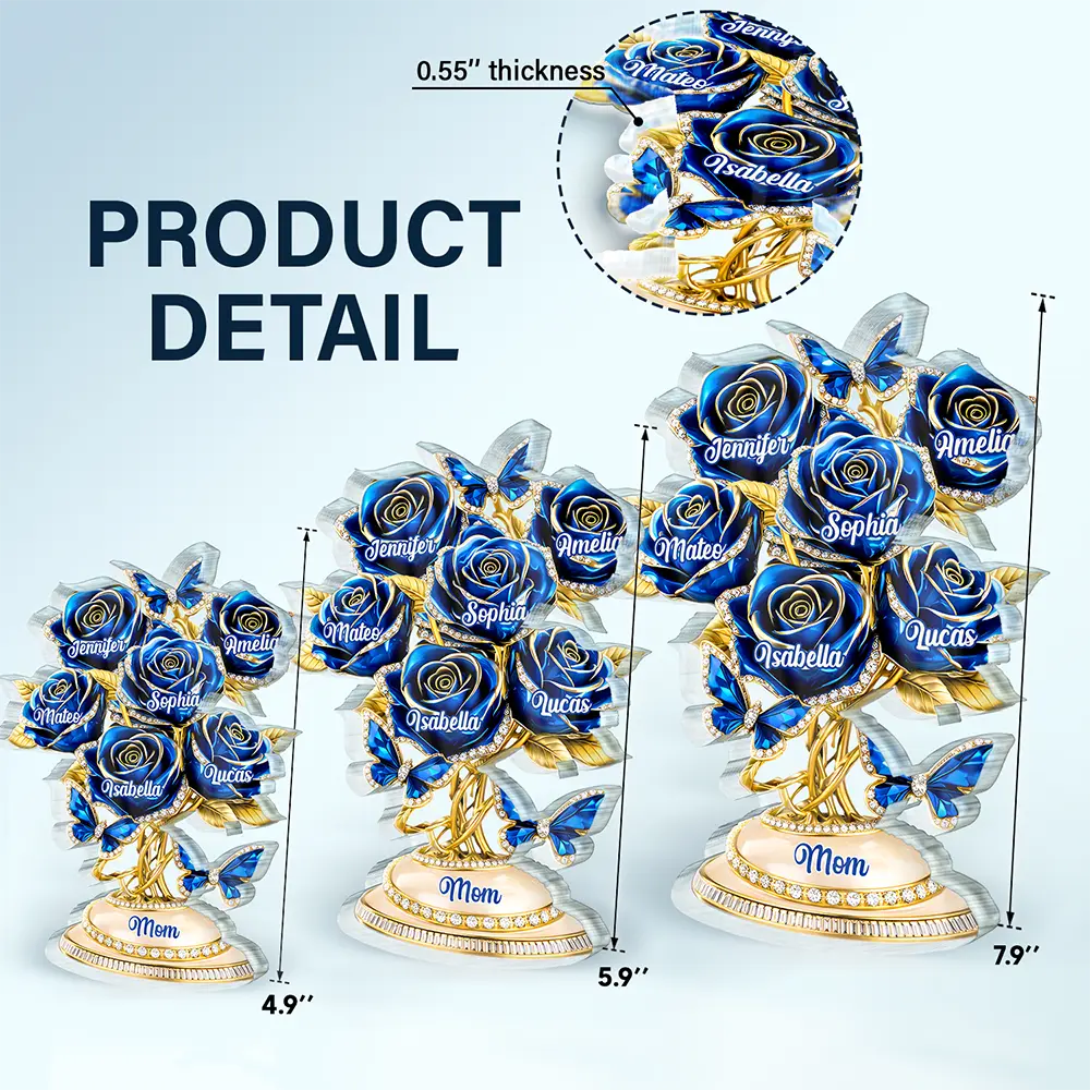 Gift For Mother,Gift For Grandma,Gift For Women,Love,Top Market - 3D Crystal Effect Roses Mom’s Everlasting Love - Personalized Custom Shaped Acrylic Plaque