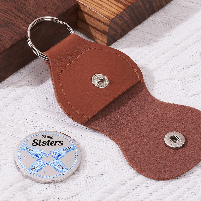 Gift For Sisters, Gift For Women, Happy, Top Market - 3D Crystal Effect You Are My Sister My Friend - Personalized Leather Pocket Hug