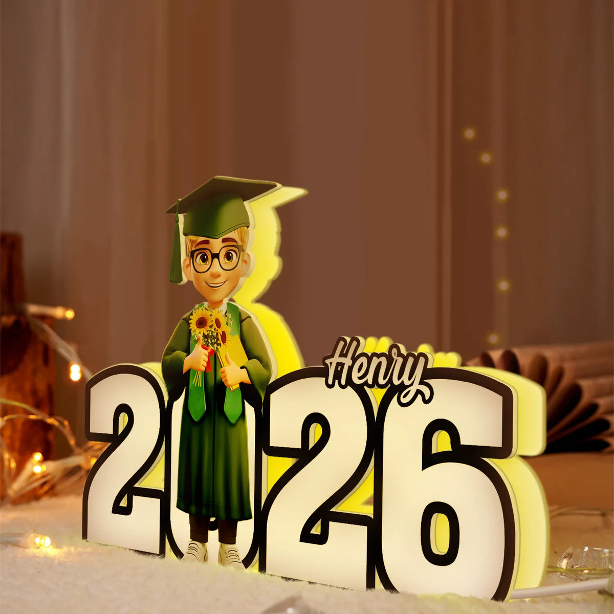 3D Effect Congrats Graduation - Personalized Custom Shapes Light Box
