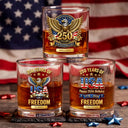 America 250th,Independence Day,Gift For Men,Gift For Yourself,Proud,Icon - 3D Effect 250 Years Of Freedom - Personalized Whiskey Glass