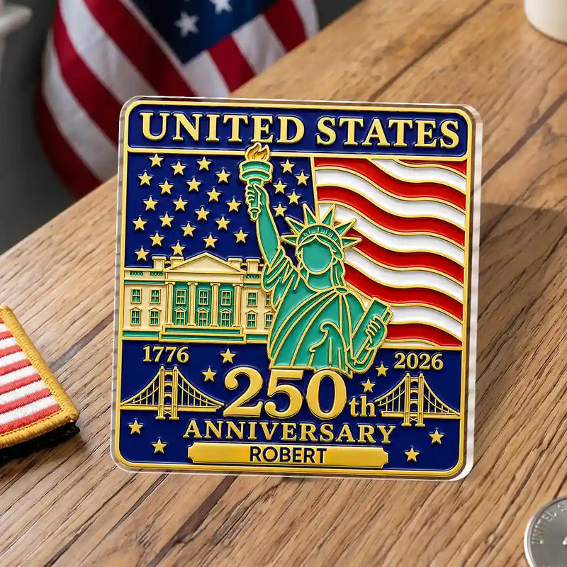 Independence Day,Gift For Yourself,Proud,Icon - 3D Effect 250th Anniversary - Personalized Acrylic Pin