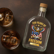 America 250th,Independence Day,Gift For Men,Gift For Yourself,Proud,Icon - 3D Effect 250th Anniversary - Personalized Whiskey Bottle