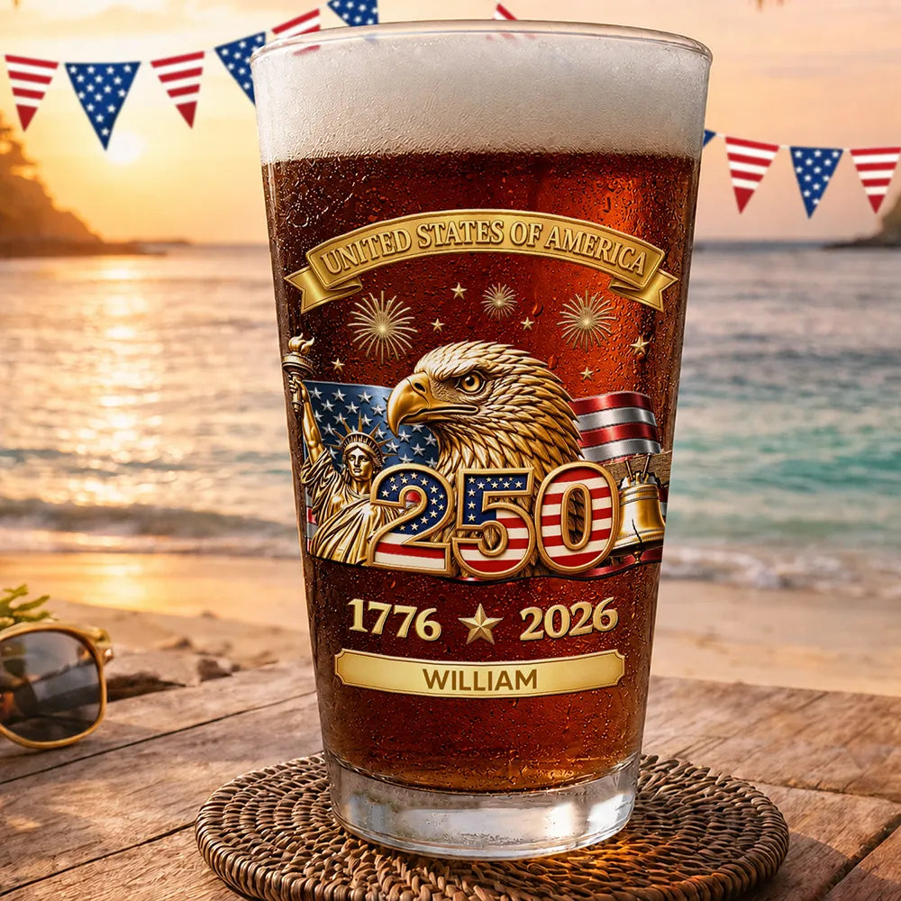 3D Effect America 250th Anniversary - Personalized Beer Glass