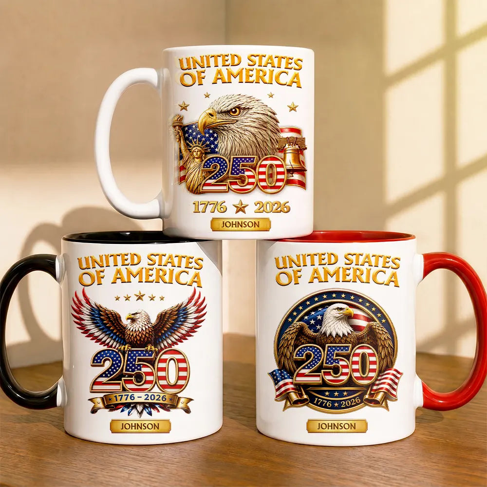 America 250th,Independence Day,Gift For Yourself,Proud,Custom Text - 3D Effect America 250th Anniversary - Personalized Mug