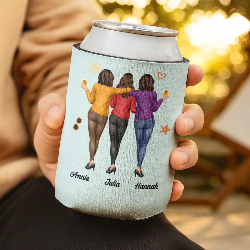 Top Market,Gift For Bestie,Humorous,Summer,Vector - 3D Effect Besties Are We Drunk We Might Be - Personalized Can Cooler Sleeve