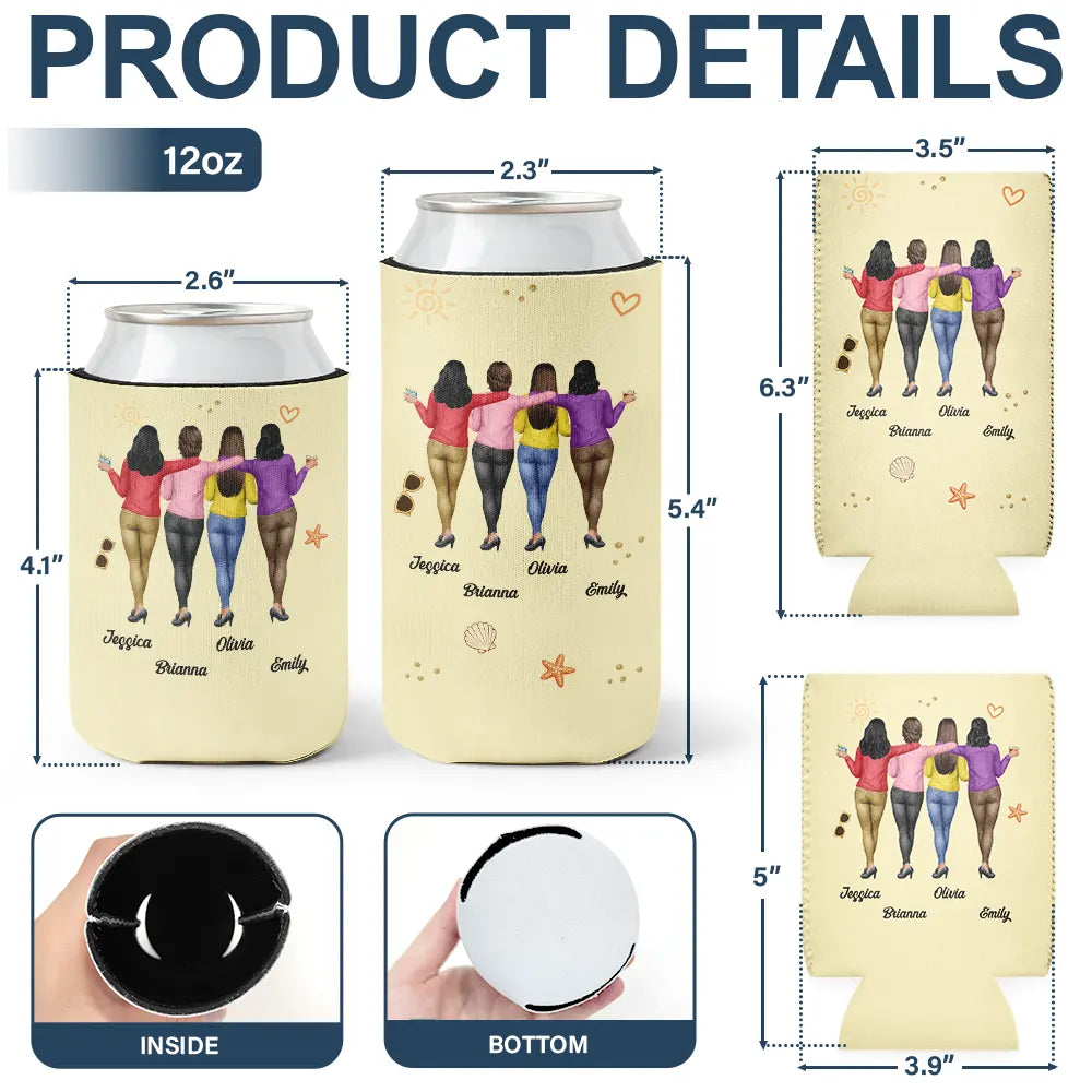Top Market,Gift For Bestie,Humorous,Summer,Vector - 3D Effect Besties Are We Drunk We Might Be - Personalized Can Cooler Sleeve