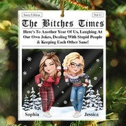 Gift For Bestie, Gift For Sisters, Happy, Christmas - 3D Effect Besties Here's To Another Year Of Us - Personalized Custom Shaped Acrylic Ornament