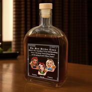 Gift For Bestie,Old Best friends,Gift For Sisters,Happy - 3D Effect Besties Here's To Another Year Of Us - Personalized Whiskey Bottle