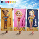 Happy,Gift For Bestie,Best friends' Hobby,Summer,Gift For Sisters,Beach - 3D Effect Besties Summer - Personalized Beach Towel