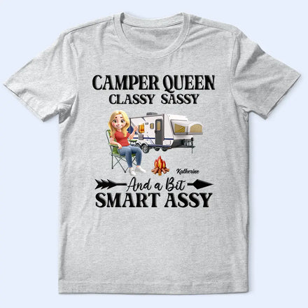 3D Effect Camper Queen Classy Sassy - Personalized T Shirt
