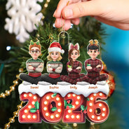 Christmas, Cozy, Family, Vector - 3D Effect Christmas Family Marquee - Personalized Custom Shaped Acrylic Ornament