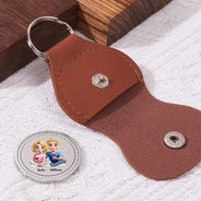 Gift For Couples,Old Couples,Gift For Women,Gift For Men,Gift For Husband,Gift For Wife,Love - 3D Effect Couple Annoying Each Other - Personalized Leather Pocket Hug