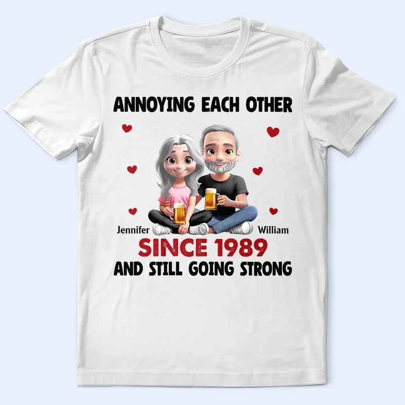 Gift For Couples, Gift For Husband, Gift For Boyfriend, Gift For Wife, Gift For Girlfriend, Love - 3D Effect Couple Annoying Each Other - Personalized T Shirt