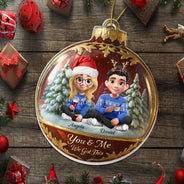 Gift For Couples,Gift For Women,Gift For Men,Love,Christmas - 3D Effect Couple Christmas You And Me We Got This - Personalized Custom Shaped Acrylic Ornament