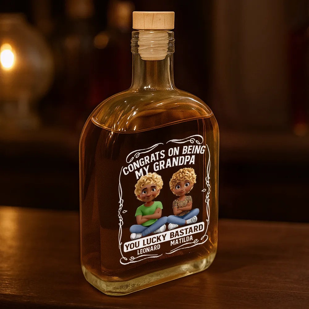 Gift For Couples,Gift For Husband,Gift For Wife,Gift For Boyfriend,Gift For Girlfriend,Old Couples,Love - 3D Effect Couple Congrats On Being My Husband You Lucky Man - Personalized Whiskey Bottle