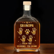 Gift For Grandpa,Gift For Father,Gift For Men,Icon,Humorous - 3D Effect Dad Papa From The Reason You Drink - Personalized Whiskey Bottle