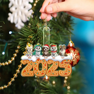 Pet Lovers,Pet Mom,Pet Dad,Pet Couple,Cat Lovers,Cat Mom,Cat Couple,Cat Dad,Dog Lovers,Dog Mom,Dog Dad,Dog Couple,Gift For Women,Gift For Men,Gift For Husband,Gift For Wife,Gift For Boyfriend,Gift For Girlfriend,Gift For Yourself,Happy,Christmas - 3D Effect Dog Cat Christmas Gingerbread - Personalized Custom Shaped Acrylic Ornament