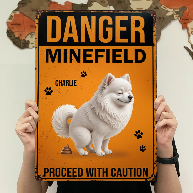 Dog Lovers,Dog Mom,Dog Dad,Family,Funny - 3D Effect Dog Danger Minefield - Personalized Classic Metal Signs