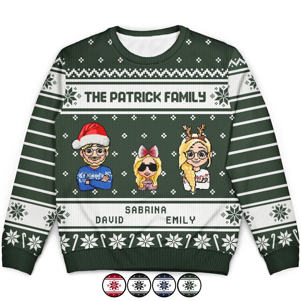 Happy,Family,Christmas - 3D Effect Family - Personalized Unisex Ugly Sweater