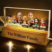 Gift For Grandparents, Gift For Sibling, Family, Parents, Pet Lovers, Happy - 3D Effect Family Couple Sibling Dog Cat - Personalized Rectangle LED Light