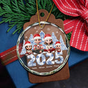 Gift For Couples,Family,Parents,Happy,Christmas - 3D Effect Family Toile De Jouy Christmas Trees For Parent, Kid, Baby - Personalized Circle Glass Ornament