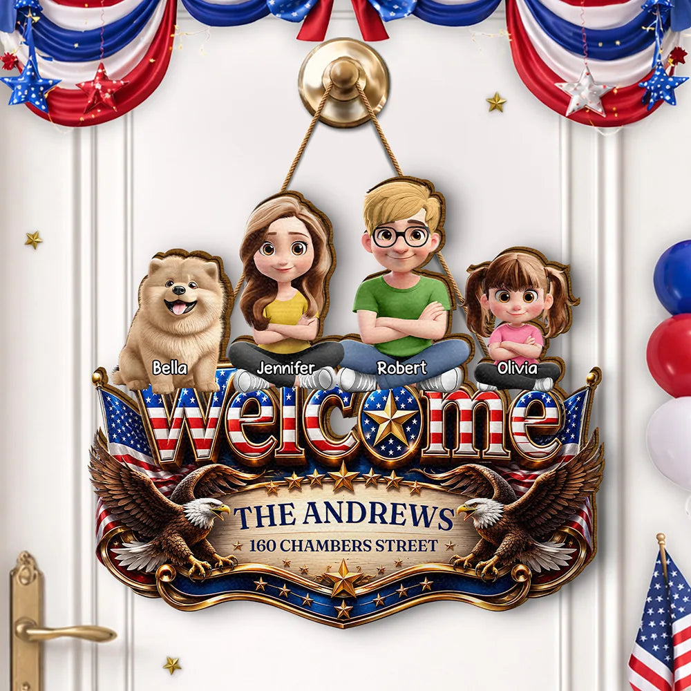 3D Effect Family Welcome Home Sweet Home - Personalized Custom Shaped Wood Sign