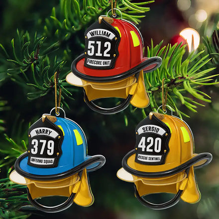 3D Effect Firefighter Helmet - Personalized Custom Shaped Acrylic Ornament