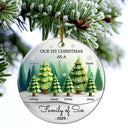 Family, Parents, Gift For Kids, Christmas, Happy - 3D Effect First Christmas As A Family Of Three - Personalized Circle Ceramic Ornament