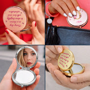Gift For Women, Gift For Yourself, Gift For Bestie, Happy - 3D Effect Flower & Butterfly Monogram Shine With Love and Admiration - Personalized Compact Mirror