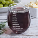 Gift For Yourself, Gifts For Colleagues, Funny - 3D Effect Funny Chicken F-CAW-F My Work Vocabulary - Personalized Stemless Wine Glass