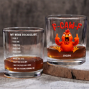 Gift For Yourself, Gifts For Colleagues, Funny - 3D Effect Funny Chicken F-CAW-F My Work Vocabulary - Personalized Whiskey Glass