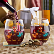 Funny,Gift For Yourself,Gift For Women,Gift For Men,Farm,Gifts For Colleagues,Gift For Bestie - 3D Effect Funny Chickens F-CAW-F Squad - Personalized Stemless Wine Glass