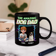 Dog Dad,Dog Mom,Dog Lovers - 3D Effect Glitch Signal The Amazing Dog Dad - Personalized Mug