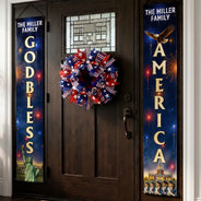 America 250th,Independence Day,Family,Proud,Custom Text - 3D Effect God Bless America - Personalized Porch Banners