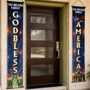 America 250th,Independence Day,Family,Proud,Custom Text - 3D Effect God Bless America - Personalized Porch Banners