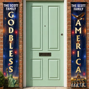 America 250th,Independence Day,Family,Proud,Custom Text - 3D Effect God Bless America - Personalized Porch Banners