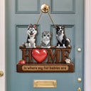 Top Market,Adorable,Pet Lovers,Vector - 3D Effect Home Is Where My Dogs Cats Are - Personalized Custom Shaped Wood Sign