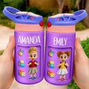 Top Market,Adorable,Back To School,Gift For Kids,Vector - 3D Effect Kids Ready For School - Personalized Insulated Water Bottle With Straw