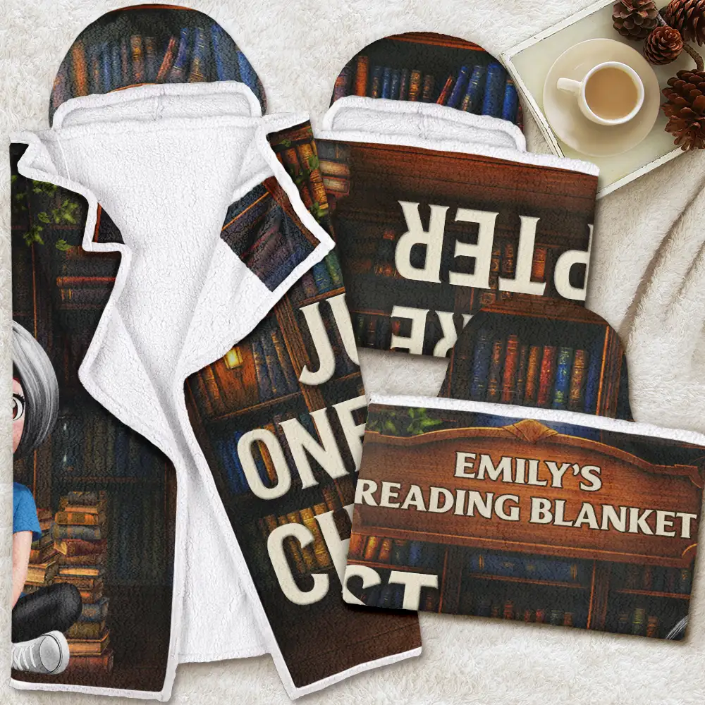 Gift For Women,Gift For Men,Reading,Top Market,Happy - 3D Effect Man Woman Reading Blanket - Personalized Wearable Hooded Blanket